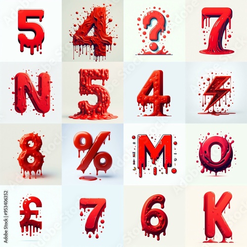 Obraz na płótnie Red Lettering Typeface. AI generated illustration w salonie