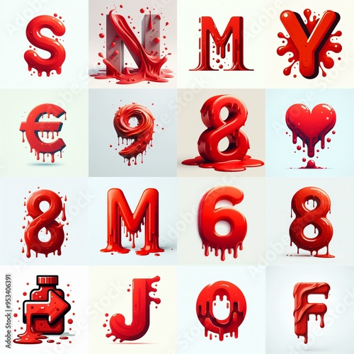 Red Lettering Typeface. AI generated illustration
