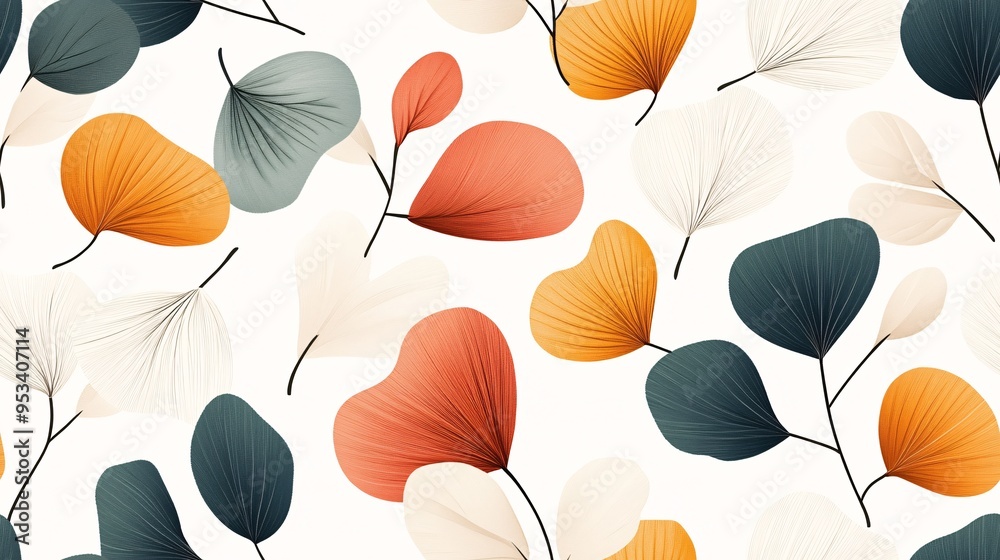 Obraz premium Abstract Eucalyptus Leaves Seamless Pattern