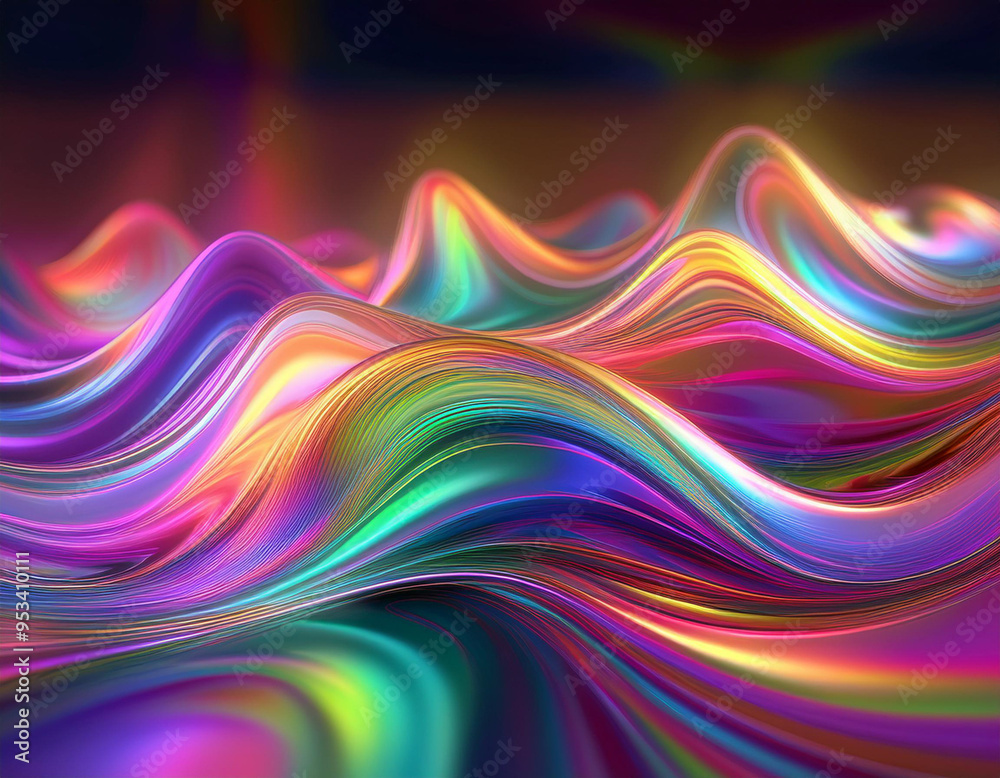Iridescent Holographic Rainbow Waves Abstract Futuristic Background with Shimmering Fluid Colors Iridescent Holographic Rainbow Waves Abstract Futuristic Background with Shimmering Fluid Colors