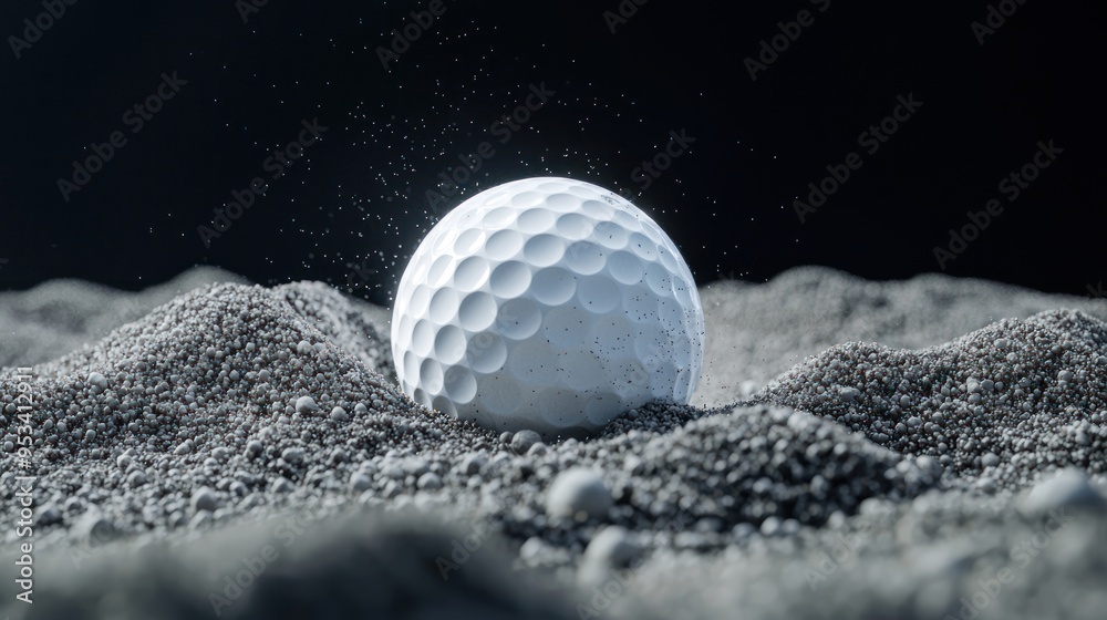 Pristine Sand Bunker with Golf Ball on Edge in Ultra High Detail 8K Resolution, Generative Ai Pristine Sand Bunker with Golf Ball on Edge in Ultra High Detail 8K Resolution, Generative Ai