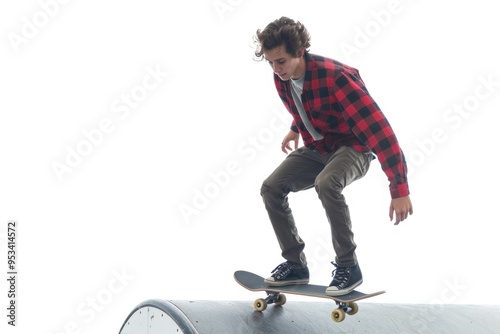 A person skateboarding up a ramp, with a rough and textured surface photo