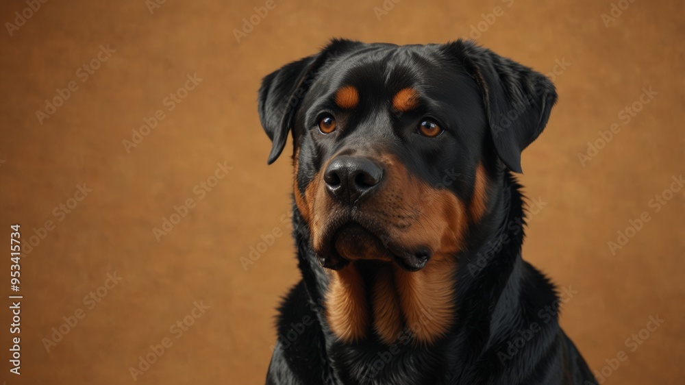 Portrait of a Rottweiler Dog with Serious Expression Portrait of a Rottweiler Dog with Serious Expression