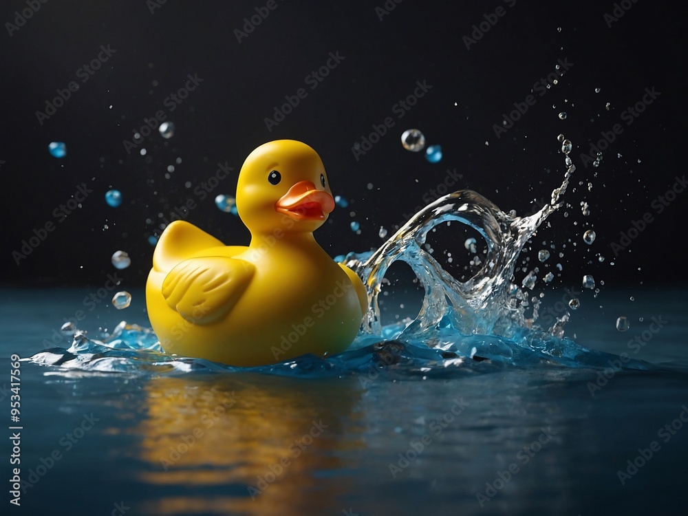 D rendering of a playful yellow rubber ducky. D rendering of a playful yellow rubber ducky.