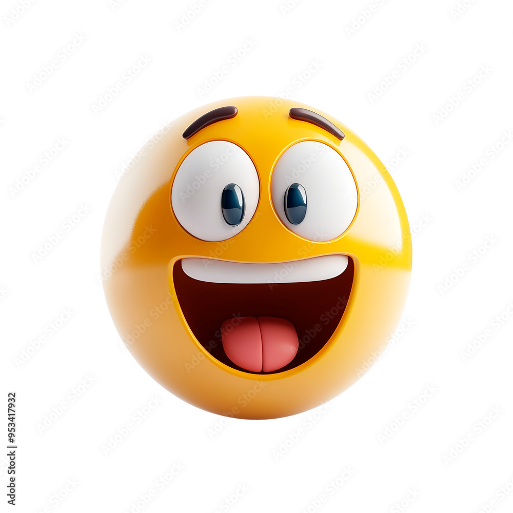 Fototapeta premium isolated 3d emoji excited face on plain background happy emoticons reaction icons