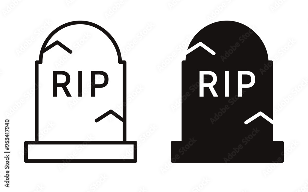 A set of tombstone icons. A grave for the Halloween holiday. A set of tombstone icons. A grave for the Halloween holiday.