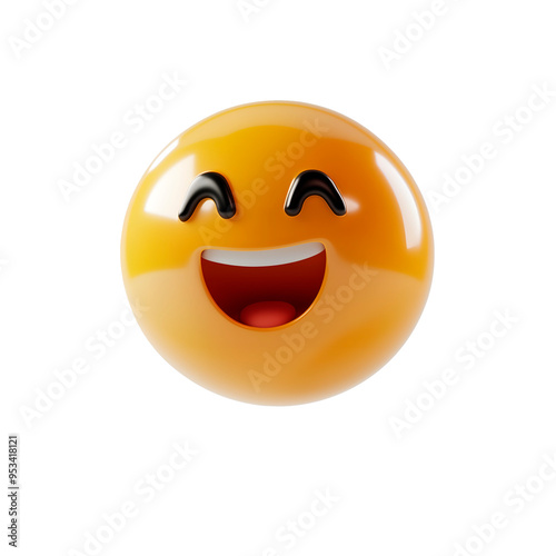 isolated 3d emoji happy face on plain background smiley emoticons reaction icons