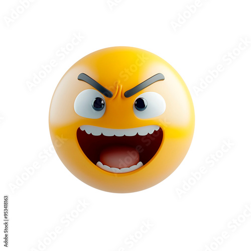 isolated 3d emoji mad face on plain background angry smile emoticons reaction icons