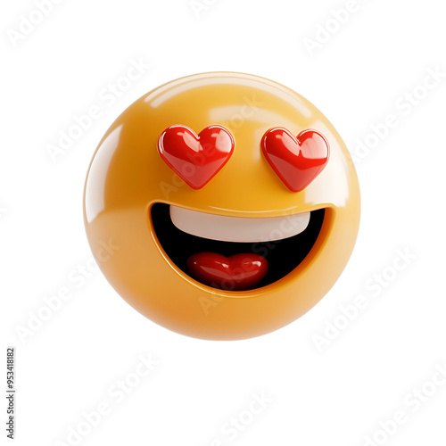 isolated 3d emoji lovely face on plain background happy emoticons reaction icons