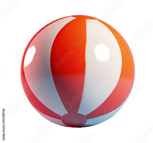 colorful striped beach ball as element on transparent background