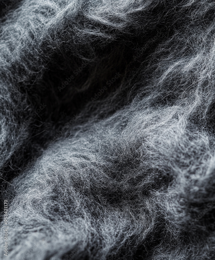 Obraz premium wool fabric swatch, emphasizing the coarse, fluffy texture and individual fibers