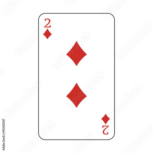 The playing card is red diamond number two.