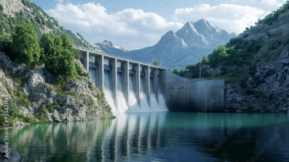 water dam power plant, alpine climate, green, renewable energy water dam power plant, alpine climate, green, renewable energy