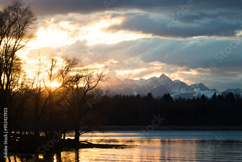 sunset over the lake