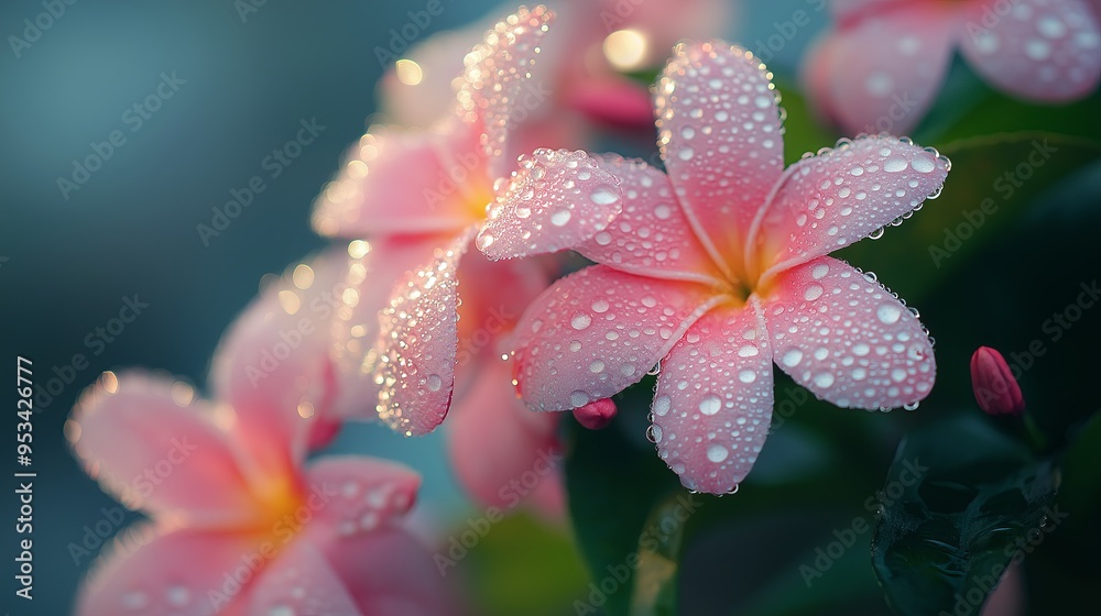 Photograph delicate flowers in the early morning, with tiny dewdrops glistening on their petal Photograph delicate flowers in the early morning, with tiny dewdrops glistening on their petal