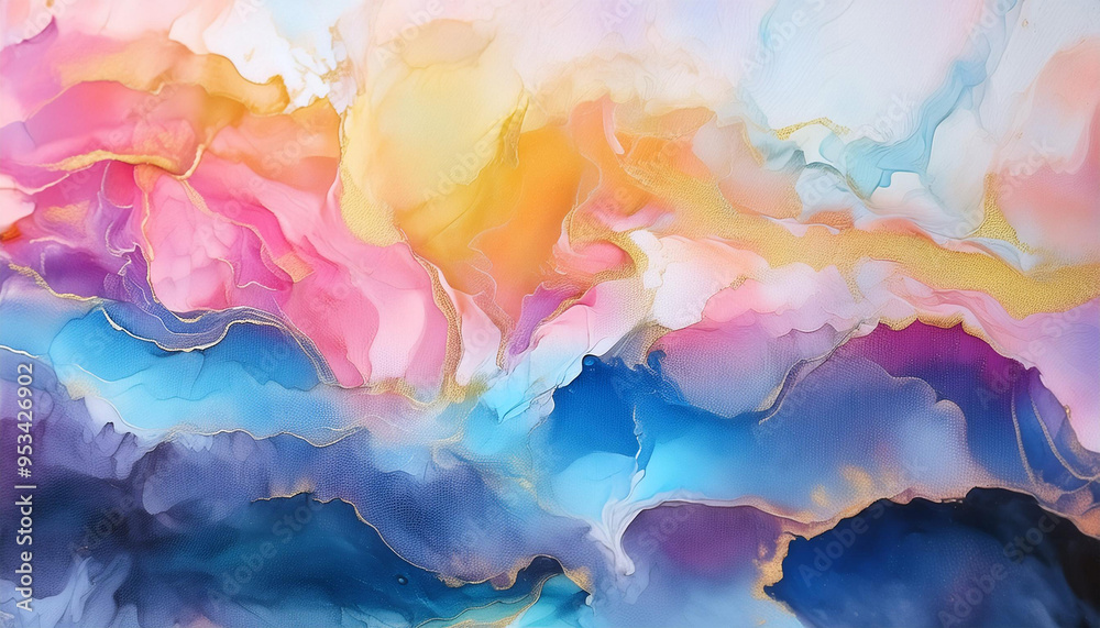Close-Up of Watercolor Painting Close-Up of Watercolor Painting