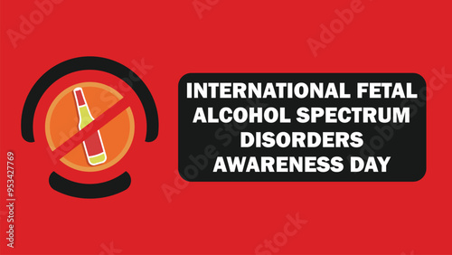 International Fetal Alcohol Spectrum Disorders Awareness Day vector banner design with geometric shapes and vibrant colors on a horizontal background.