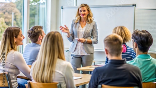  female teacher explaining something to a university