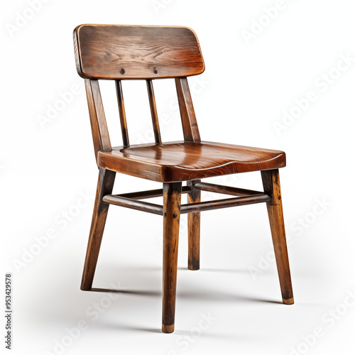 Wooden Chair with Curved Back and Tapered Legs