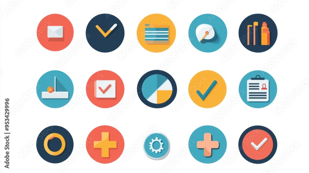 Modern Flat Vector Icons for Diverse Job Search App: Healthcare, Technology, Finance Industries | Creative Employment Symbols Modern Flat Vector Icons for Diverse Job Search App: Healthcare, Technology, Finance Industries | Creative Employment Symbols