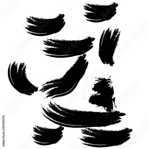 Brush effect on white artboard black color for grunge texture, t shirt, typography design brush texture