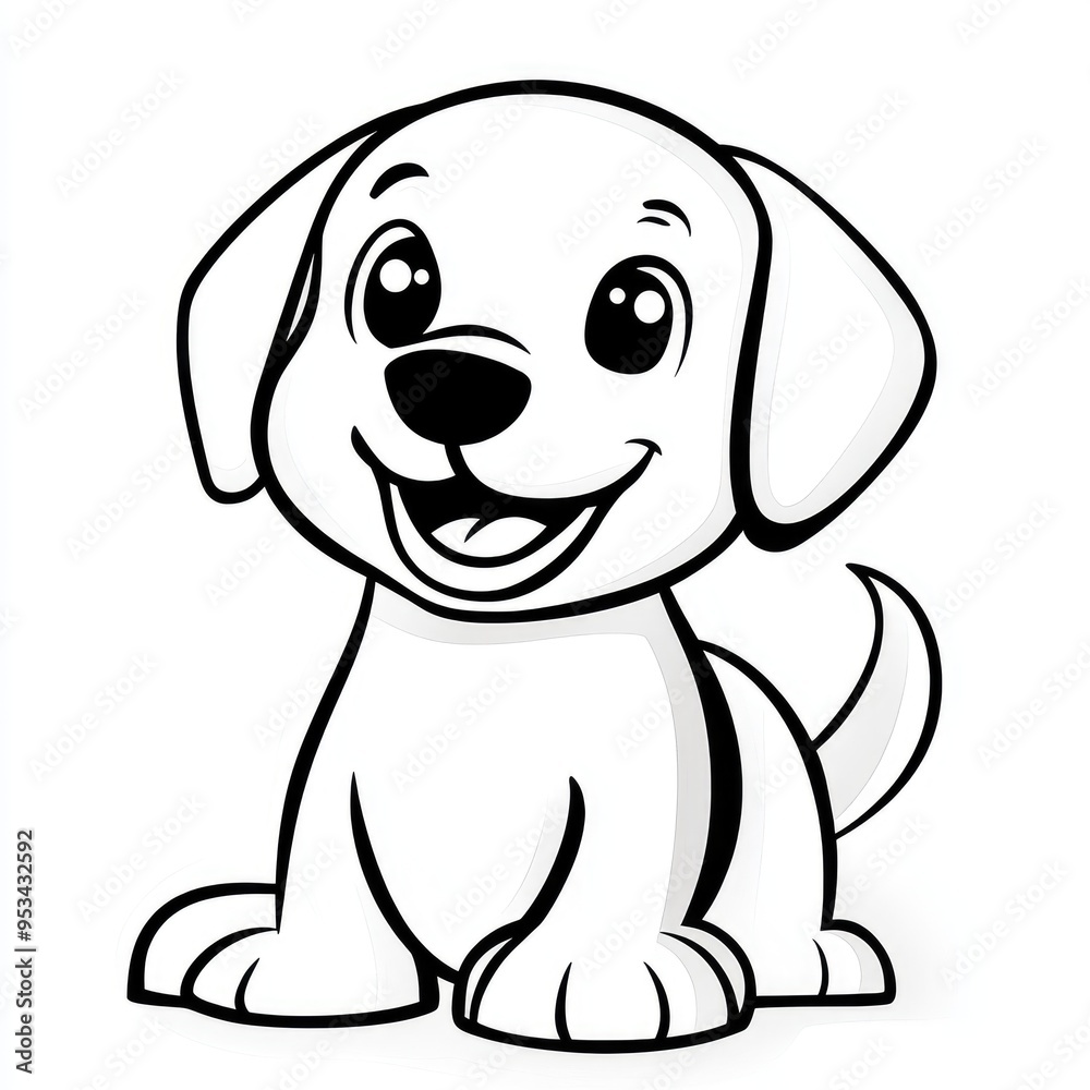 A cheerful cartoon dog waiting to be colored by a curious two-year-old, sparking creativity and joy during playful moments at home A cheerful cartoon dog waiting to be colored by a curious two-year-old, sparking creativity and joy during playful moments at home