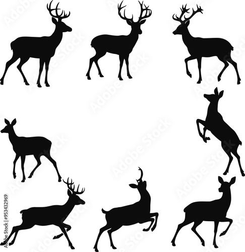 set of deer silhouettes