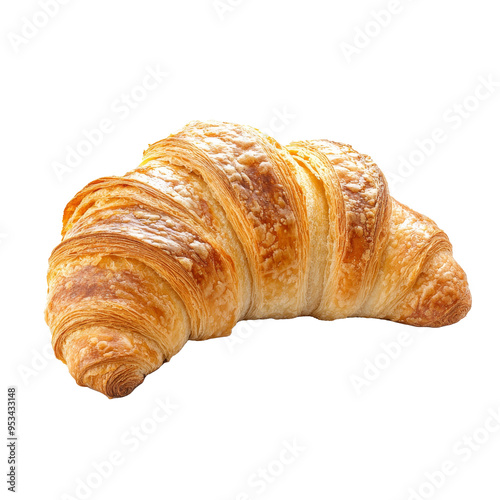 A freshly baked croissant lays on a PNG surface highlighting its crisp layers and buttery finish, croissant on transparent background