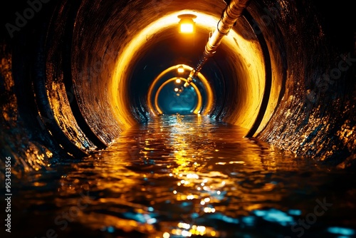 A group of survivors traversing a post-apocalyptic underground tunnel network, with flickering lights, hidden dangers, and a sense of claustrophobic uncertainty, subterranean survival, labyrinthine photo