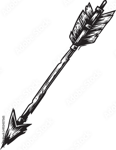 Charcoal Doodle Scribble Vintage Archery Arrow Illustration Hunting Symbol Bow Hunting Medieval Weapon Clipart Design Element Drawing Doodle Art Graphic Design Element Isolated Arrow Vector