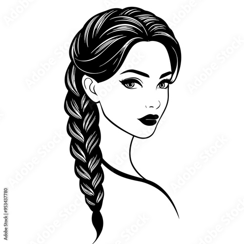 Woman with hairstyle fashion silhouette vector illustration
