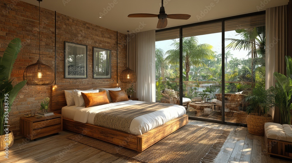 Eco-Friendly Hotel Room with Sustainable Design Elements