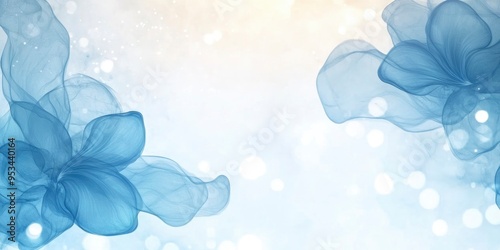 Blue artistic background with leaves pattern in white background