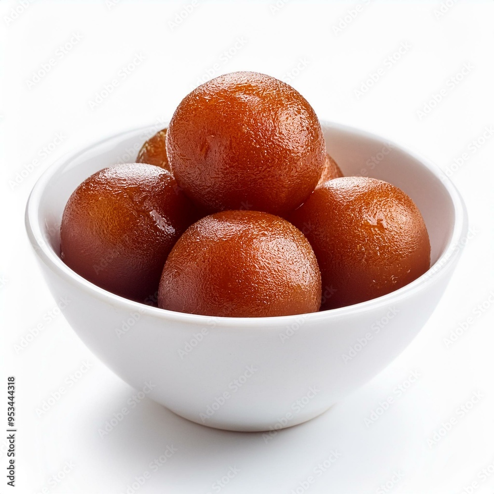 Indian famous sweet food gulab jamun on white background Indian famous sweet food gulab jamun on white background