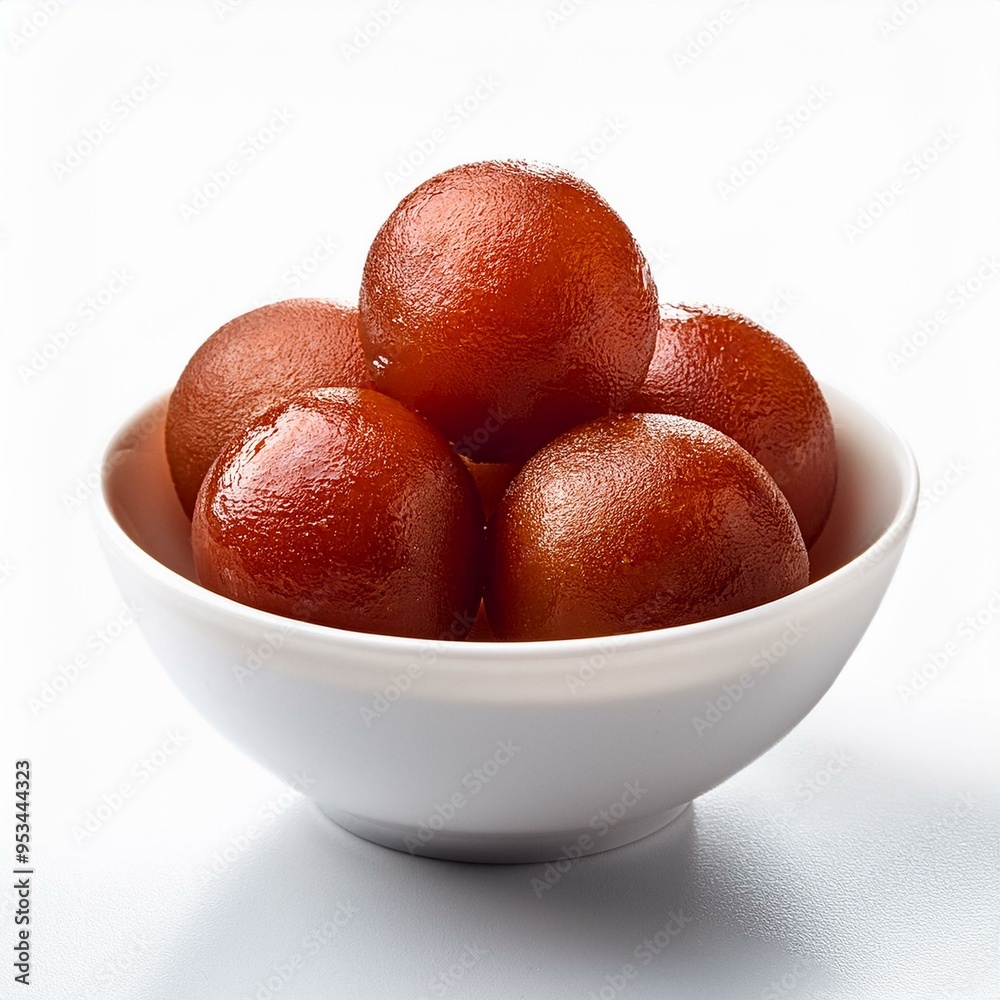 Indian famous sweet food gulab jamun on white background Indian famous sweet food gulab jamun on white background
