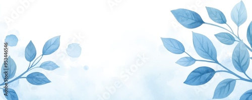 Blue artistic background with leaves pattern in white background