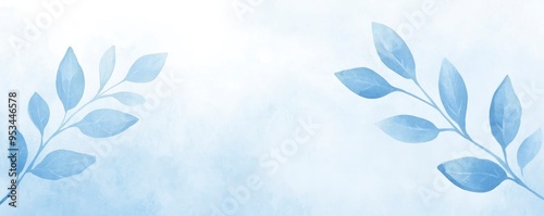 Blue artistic background with leaves pattern in white background