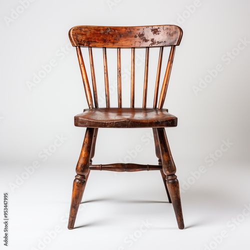 Vintage Wooden Chair with Spindle Back and Turned Legs