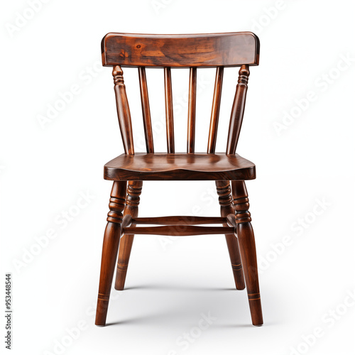 Wooden Chair with Turned Legs Isolated on White Background