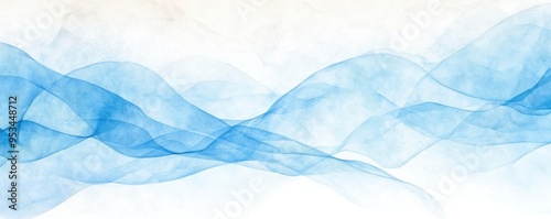 Blue azure turquoise abstract watercolor background with leaves pattern