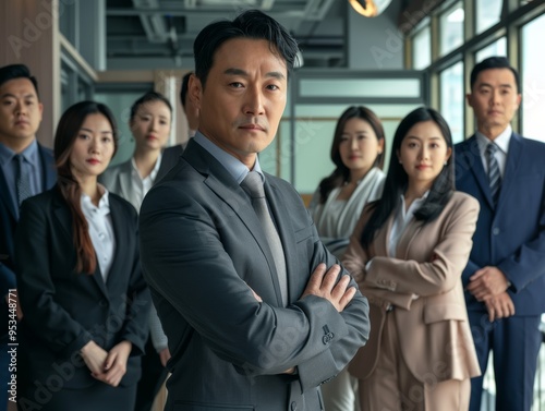 Experienced mid-aged Asian businessman professionals, backed by a capable staff, apply their extensive expertise to maintain continuous and efficient business operations.