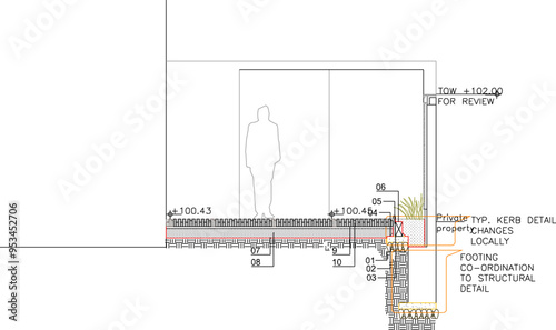 Vector sketch, silhouette illustration, Roadside Planting Section Details image design for greening city parks 