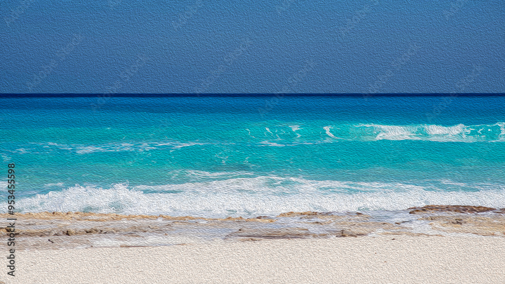 Obraz premium Turquoise water of Mediterranean sea landscape in Egypt, Sahel, North coast