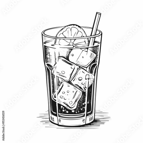 Soda Drink Beverage Menu Liquid Water Sketch Style
