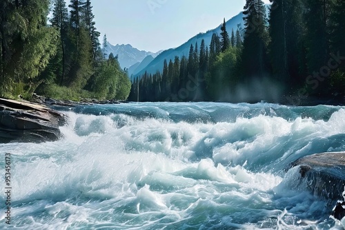 river rapids challenge a white water rafting scene where the fis