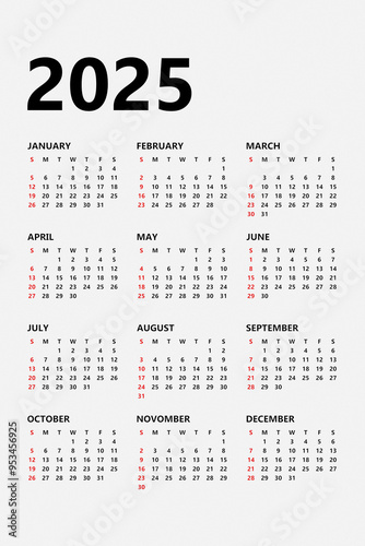 Wall calendar in a minimalist style. Calendar template for 2025.