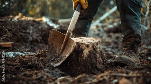 Close Up of a Man Digging with a Shovel