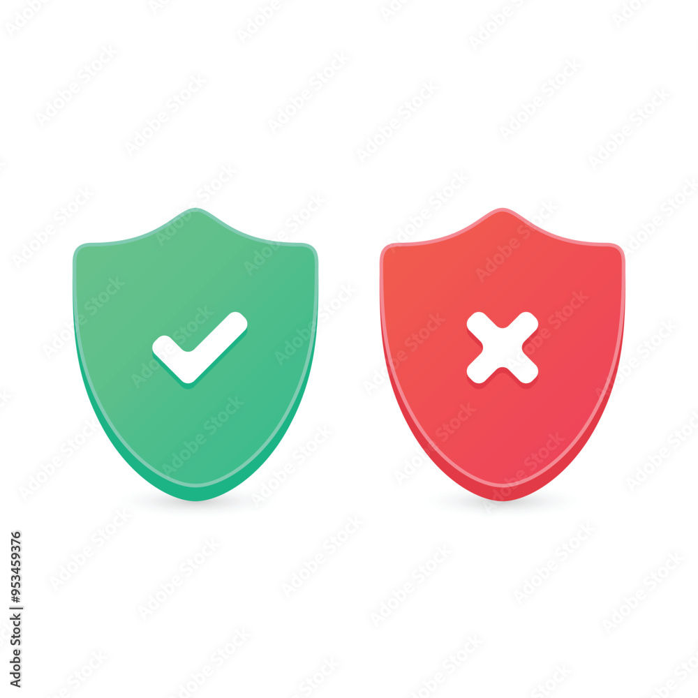 Shield check mark icon set. Vector illustration	