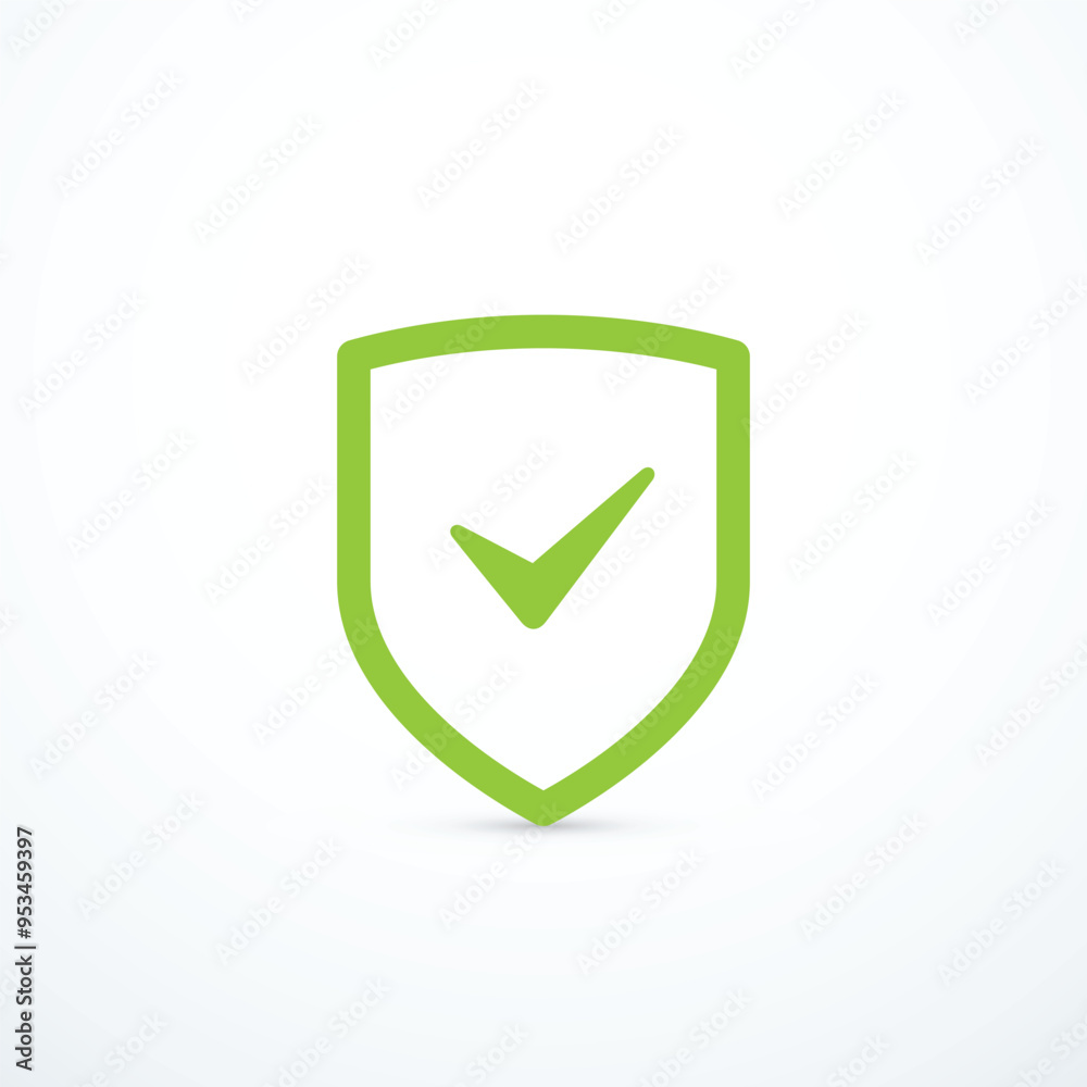 Green shield check mark icon. Vector illustration Green shield check mark icon. Vector illustration
