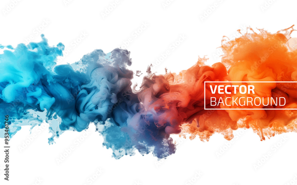 Ink swirling in water. Vector abstract cloud. Abstract banner paints  isolated on white background. Liquid ink. Background for banner, card, poster, poster, identity, web design